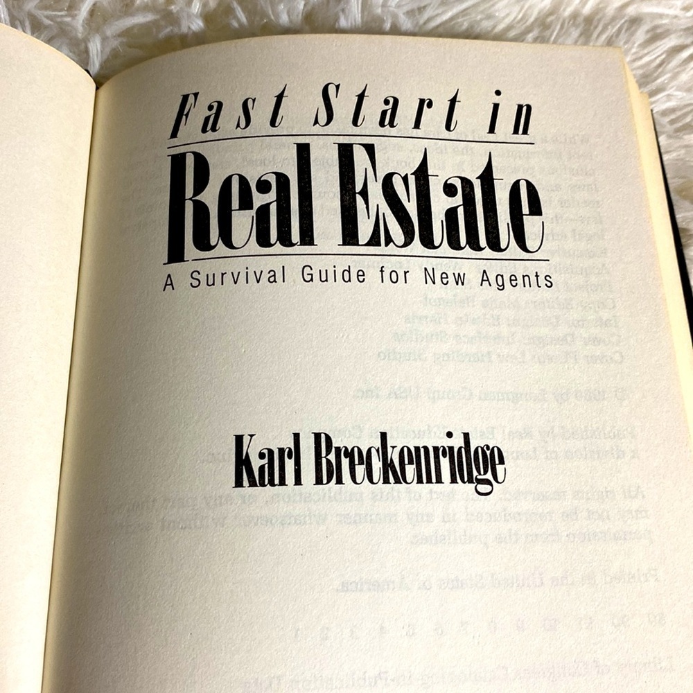 FAST START IN REAL ESTATE BRECKENRIDGE - Hardback GOOD CONDITION